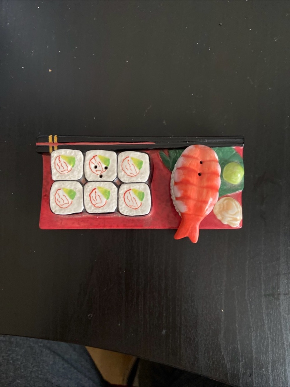 Clay Art Sushi Platter Resin Figurine Salt & Pepper Shakers